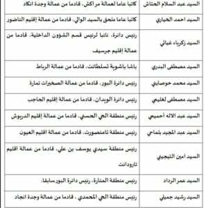  لائحة رجال السلطة المعنيين